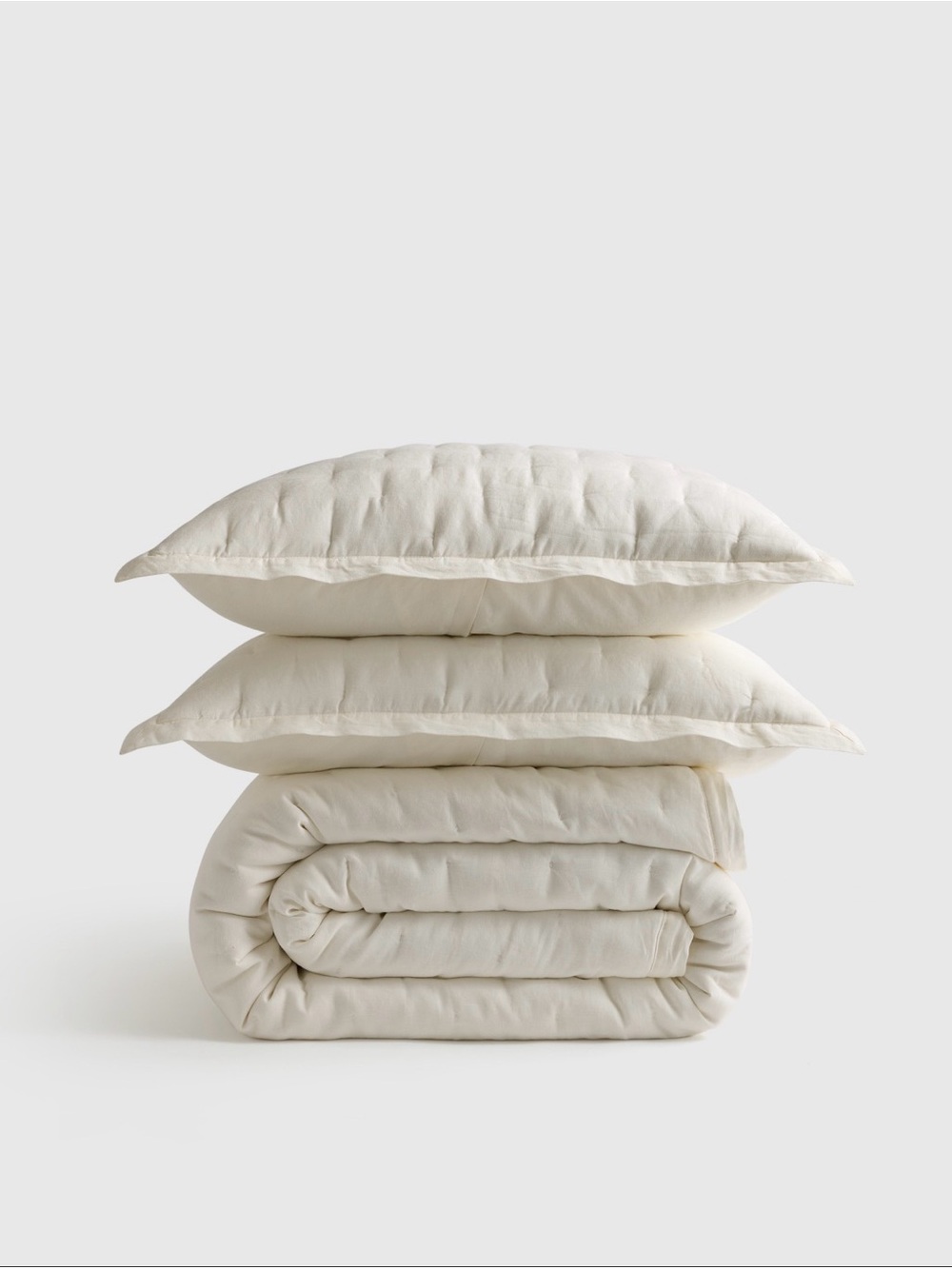 Quince European Linen Dream Quilt Set in King/Cal King, Ivory